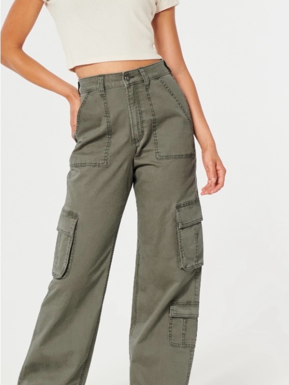 Hollister Olive Utility Cargo Pants - Picture 1 of 4